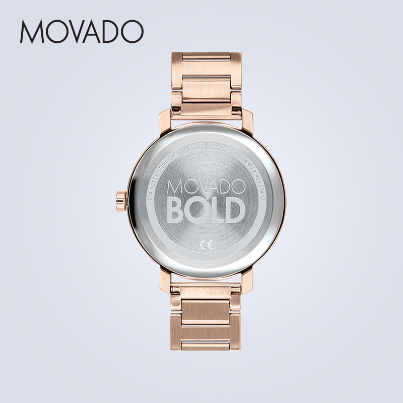 Movado/摩凡陀BOLD系列钢带石英手表女表简约时尚玫瑰金色