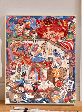 【狐仙娶亲】插画系列 数字油画diy治愈可爱手工填色丙烯装饰画
