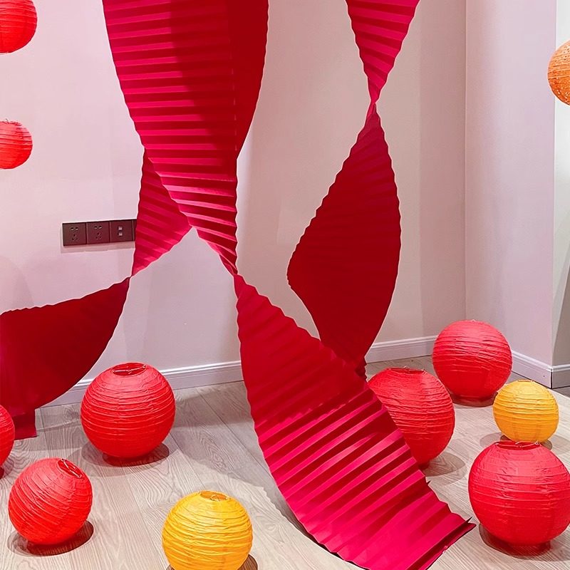 结婚新娘折纸火龙果色晨袍背景墙装饰套装折纸拉花婚房装扮用品,淘宝优惠券,粉丝福利购,淘宝优惠卷