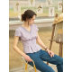 SimpleRetro ສີມ່ວງ mist dance ຝຣັ່ງ exquisite linen ຝ້າຍຄໍ V-neck lace embroidered ສິ້ນຊຸດສໍາລັບແມ່ຍິງເບິ່ງກະທັດຮັດ