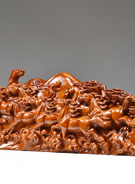 八骏马摆件花梨实木雕刻八骏雄风家居客厅装饰桌面摆设红木工艺品