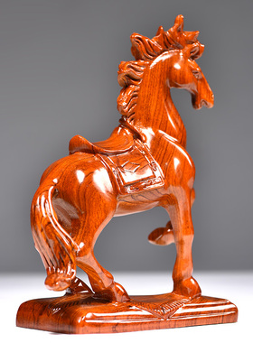 花梨生肖动物家居客厅开业木雕马