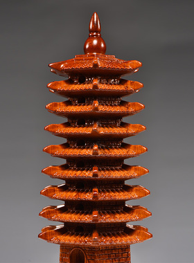 花梨木雕文昌塔摆件客厅书桌