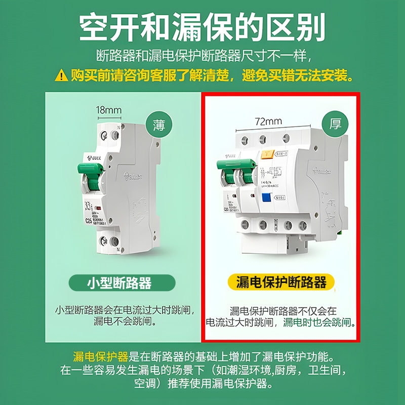 公牛空气开关1P家用空开断路器32A塑壳小型63a总闸空开关断路器-图1