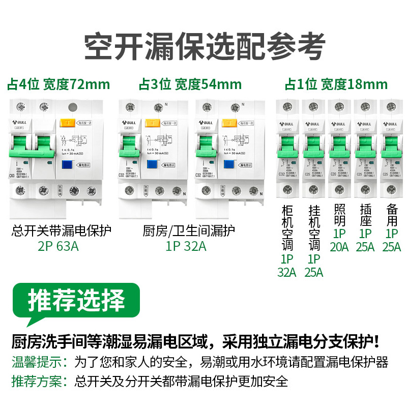 公牛空气开关带漏电保护器总开关1P+n 2p63a三相总闸空调断路器 - 图1