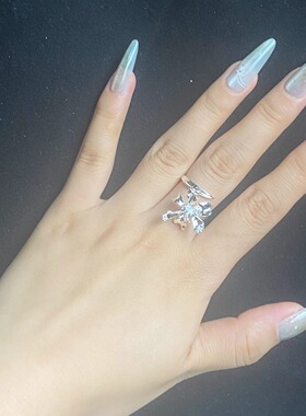 鸢尾花s925银立体玉兰花朵戒指