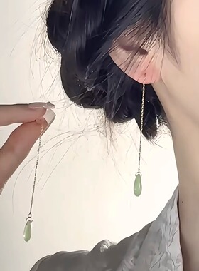 烟雨朦。新中式国风长款水滴耳线