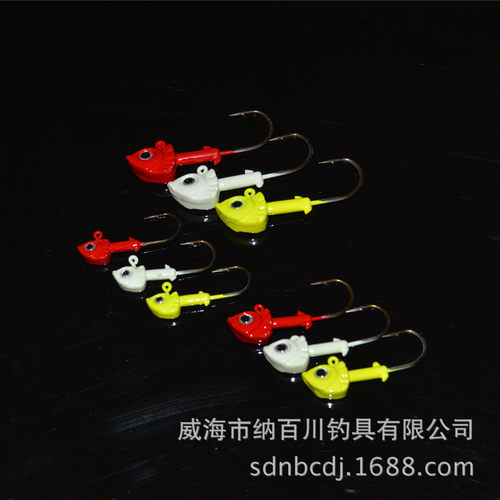 苦茶纳百川帕莱蒙 彩色鱼头鱼形铅头钩 三色 三种克重 路亚用鱼钩 - 图1