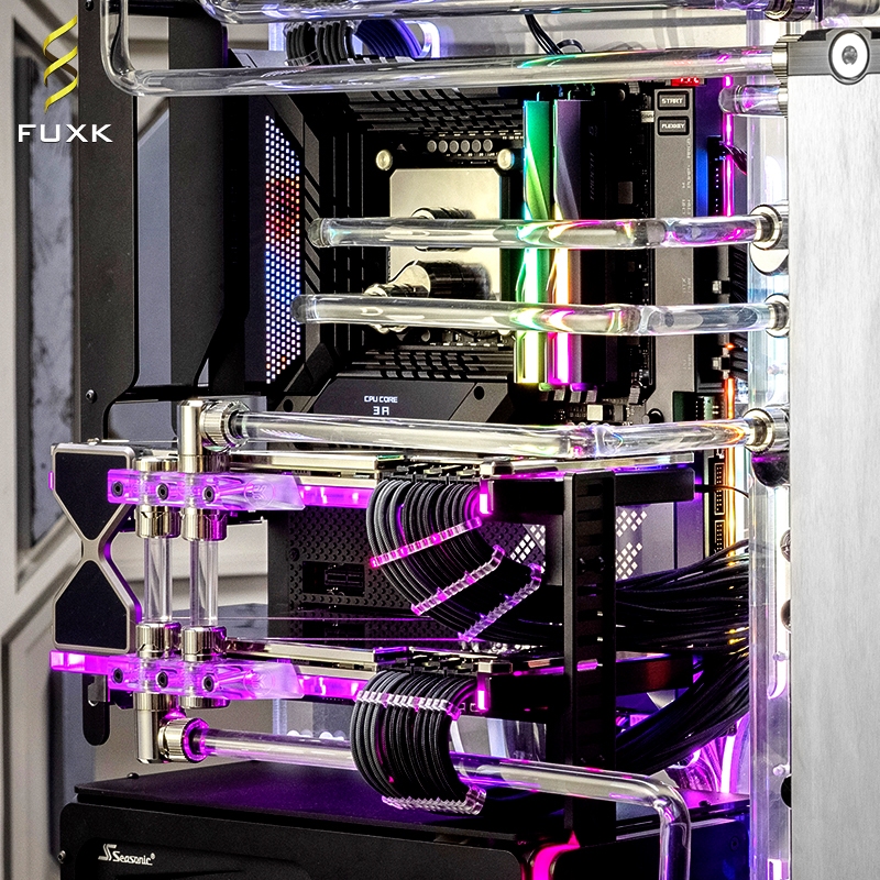 FUXK TouT2定制 i9 13900K/RTX 4090透明水路板分体式水冷电脑-图2
