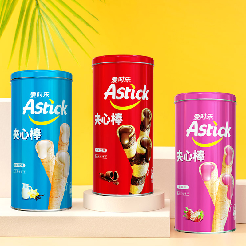 Astick爱时乐夹心棒A150g*3罐【送礼聚会零食饼干蛋卷】 - 图0