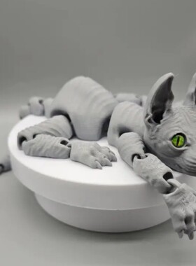 跨境外贸新款3D打印无毛猫可动猫咪益智休闲玩具摆件(眼睛随机)