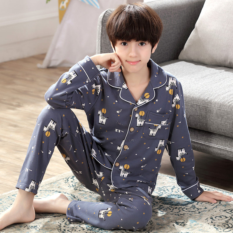 男孩长袖纯棉春秋款中大童睡衣 jianabear加拿熊内衣旗舰睡衣/家居服套装