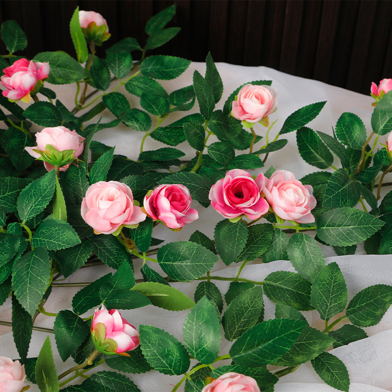 仿真玫瑰假花藤条蔓壁挂缠绕空调水管道遮挡装饰客厅吊顶塑料植物
