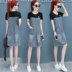 2019 váy phổ biến mùa hè váy mới của phụ nữ denim váy ngắn cao cao thời trang giảm tuổi - Váy eo cao 	váy giấu eo	 Váy eo cao