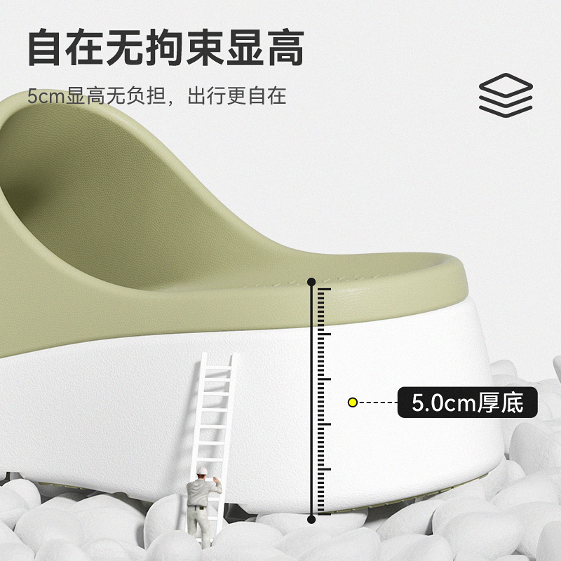 回力厚底拖鞋女时尚外穿增高2025新款防滑夏天踩屎感坡跟凉拖鞋女 - 图3