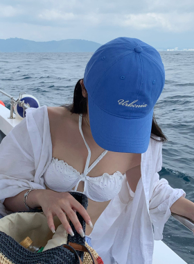 韩系ins博主蓝色字母棒球帽子女
