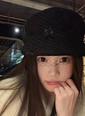 年会千金黑色小礼帽女秋冬画家帽
