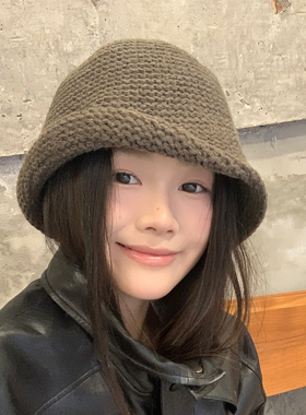 日本小众卷边设计针织渔夫帽子女