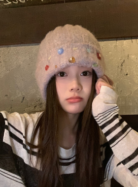 可爱糖果软糯针织帽子女冬季冷帽