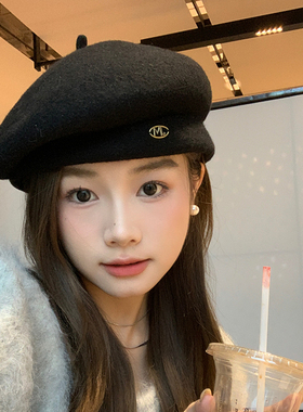 澳洲羊毛贝雷帽女秋冬大头围复古