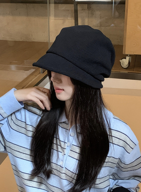 日系暗黑加绒保暖堆堆帽渔夫帽女