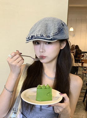 复古水洗牛仔前进帽女秋季鸭舌帽