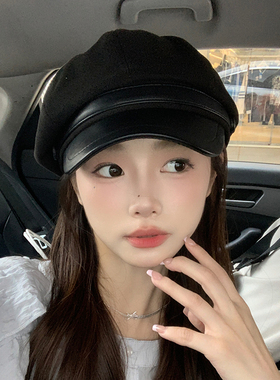 复古文艺报童帽女秋冬显瘦八角帽