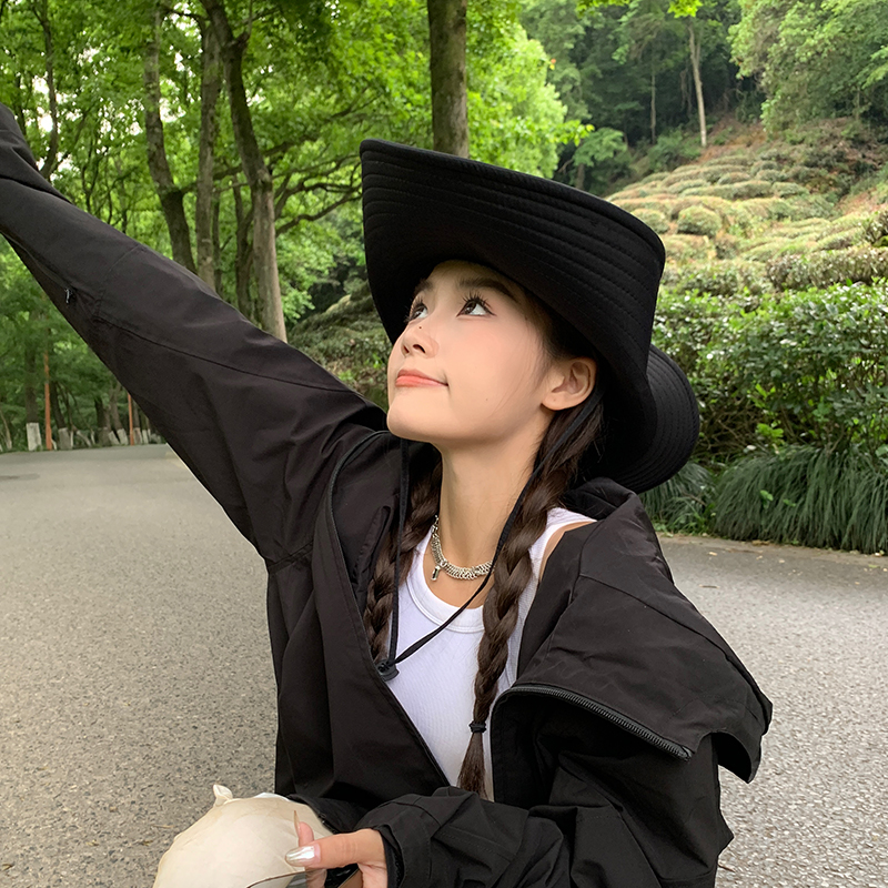 加大帽檐防晒帽子女夏季日系户外露营帽防紫外线遮阳帽登山渔夫帽 - 图3