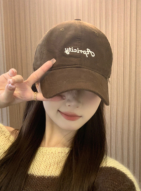 韩版灯芯绒棒球帽女秋冬鸭舌帽