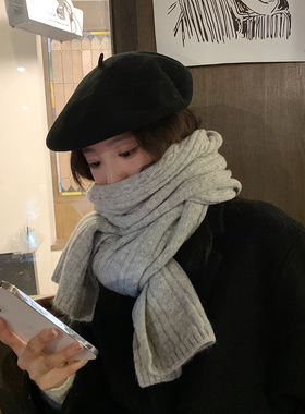 围巾秋冬保暖纯色简约百搭男女