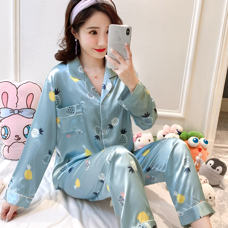 夏季丝绸长袖彷性感长裤丝质夏睡衣 cdmp睡衣/家居服套装