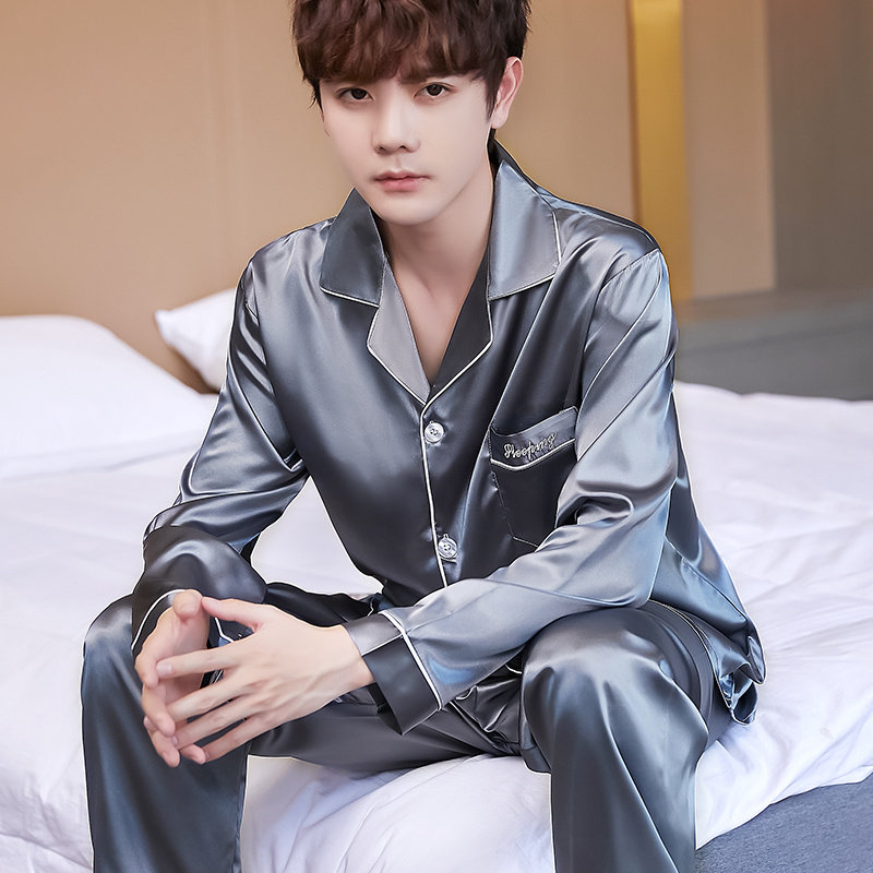 2021年新款长袖冰丝男士夏睡衣 cdmp睡衣/家居服套装