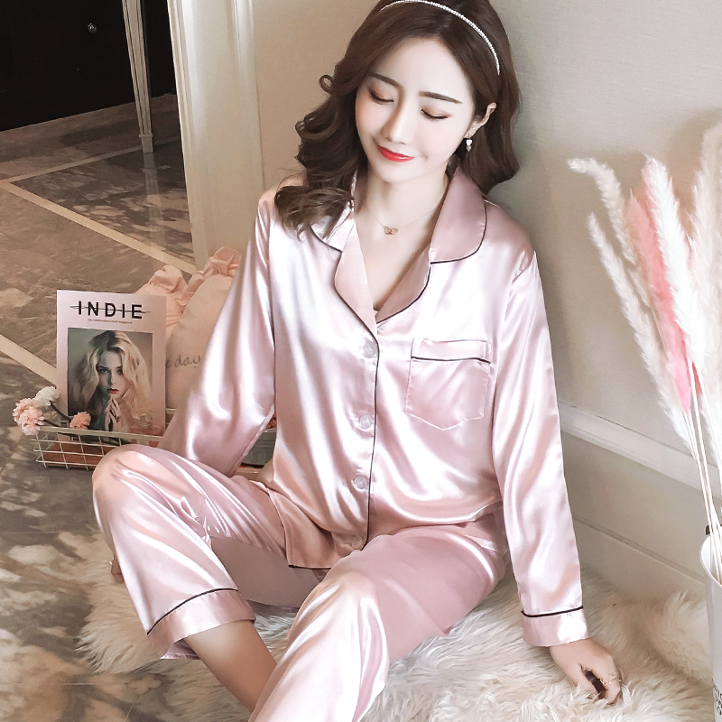 韩版春秋彷真丝长袖女人性感秋睡衣 cdmp睡衣/家居服套装