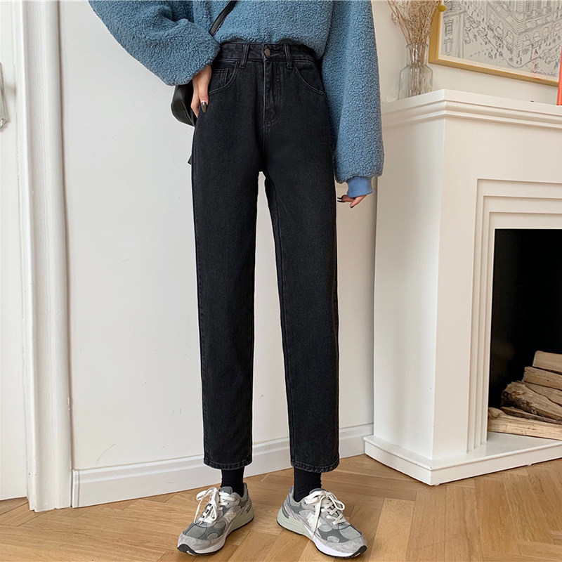 黑色直筒宽松小个子2021年子牛仔裤 g58服饰牛仔裤