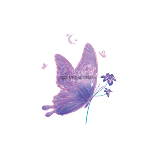 再变 紫蝶恋花香水纹身贴防水高级感彩色蝴蝶贴纸纹身师合作款28 - 图3