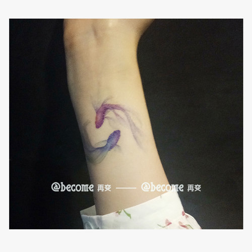 再变 精灵双鱼纹身贴防水持久仿真女ins风纹身师联名高级感彩色14 - 图0