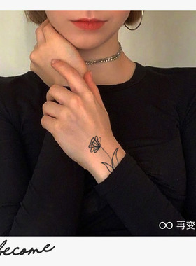 再变纹身贴写意花艺术手绘ins风