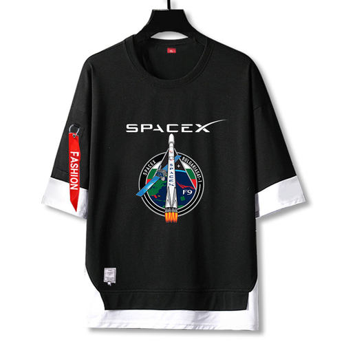 SpaceX航天航空太空探索NASA天文假两件短袖t恤衫男女5五分袖衣服 - 图3