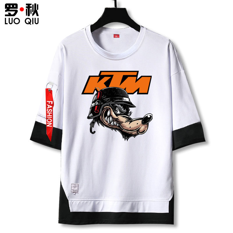 ktm越野机车周边假两件t恤衫摩托 罗秋T恤