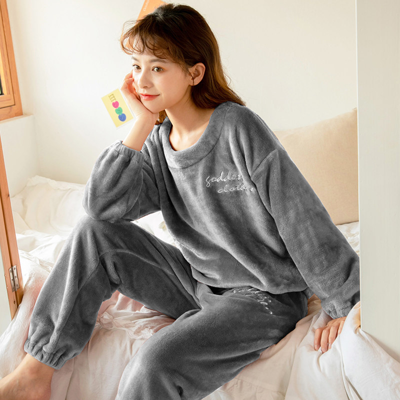 2020年新款秋冬季珊瑚绒加绒睡衣 恬穗睡衣/家居服套装