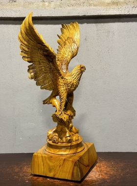 崖柏根雕摆件天然随形实木雕刻木雕大展宏图老鹰公司酒店玄关送礼