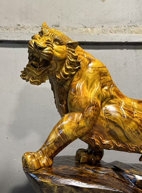 香樟木根雕摆件天然随形实木雕刻木雕老虎公司酒店玄关工艺送礼