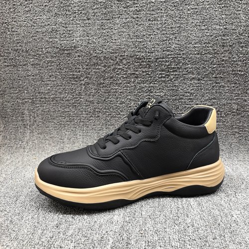 头层牛皮广州男鞋冬季加绒大棉加厚运动休闲鞋厚底防滑高帮鞋男鞋 - 图0