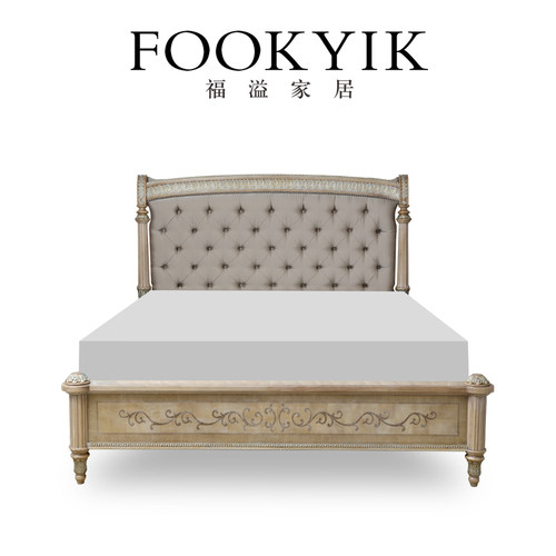 福溢家居 FOOKYIK意式翡冷翠欧式实木布艺床主卧现代简约轻奢家具 - 图1