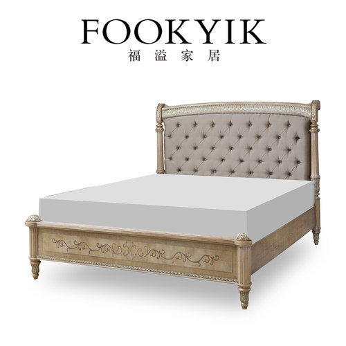 福溢家居 FOOKYIK意式翡冷翠欧式实木布艺床主卧现代简约轻奢家具 - 图2