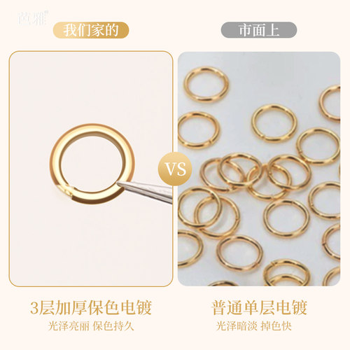 铜镀18k金无缝闭口圈配件diy手链收尾扣头弹簧扣连接环保色配饰品 - 图0