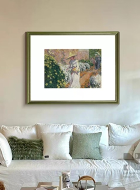 绿色挂画小美风格墙面装饰画餐厅创意背景墙玄关壁画过道走廊壁画
