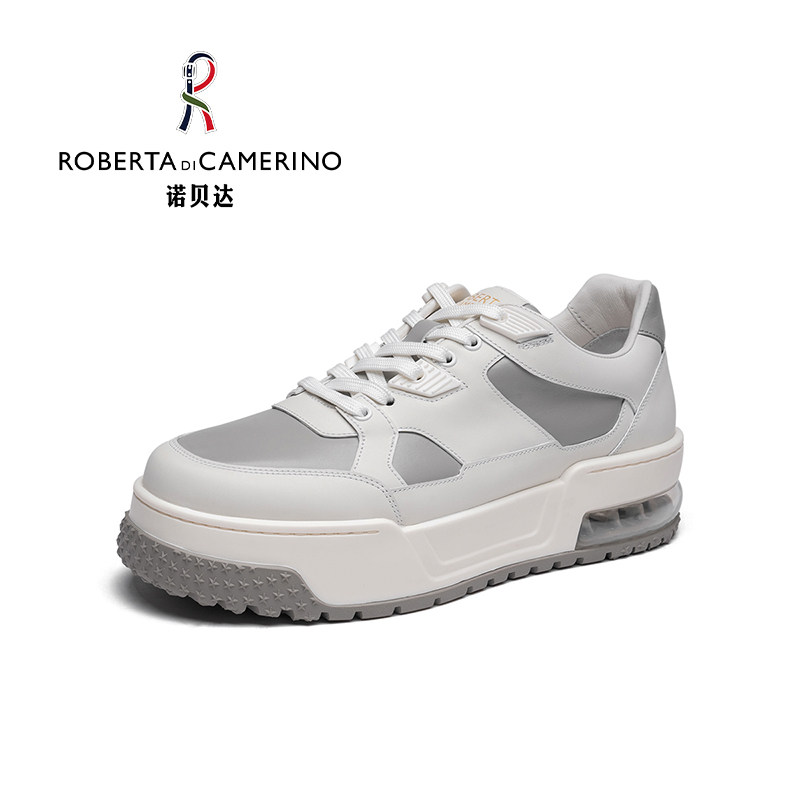 意大利诺贝达男鞋男士休闲鞋男真皮厚底增高气垫板鞋百搭小白鞋子,淘宝优惠券,粉丝福利购,淘宝优惠卷