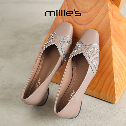 MILLIE'S/妙丽官方旗舰店拼接巨好看玛丽珍鞋粗跟舒适不累脚秋季C - 图2