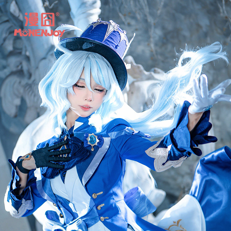 【漫囧】原神cos假发枫丹水神芙宁娜芙卡洛斯挑染cosplay假发现货